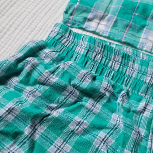 Colsie Womens Medium Matching PJ set Lounge Pajames Green Plaid Shorts Tank Top - Picture 2 of 6